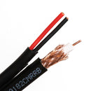 Cable, Coax 75 Ohm RG59 Siamese Direct Burial, #20 Solid BC, Foamed PE Ins, 95% BC Braid + 1 Pr #18 Str BC, PVC Ins, PE Blk Jkt, UV, DB, 50965D